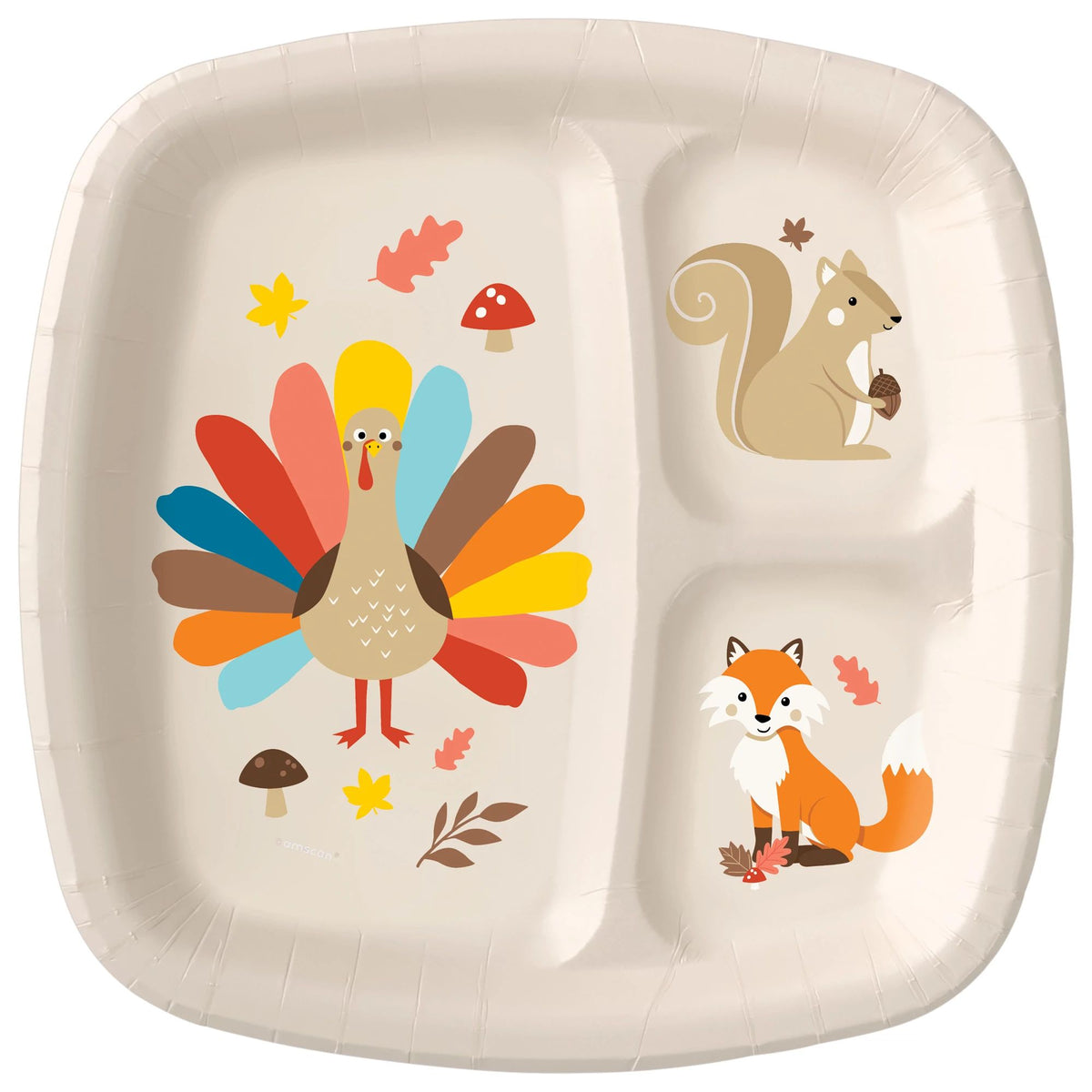 Happy Turkey Day Kids Divided Paper Plates (8ct)