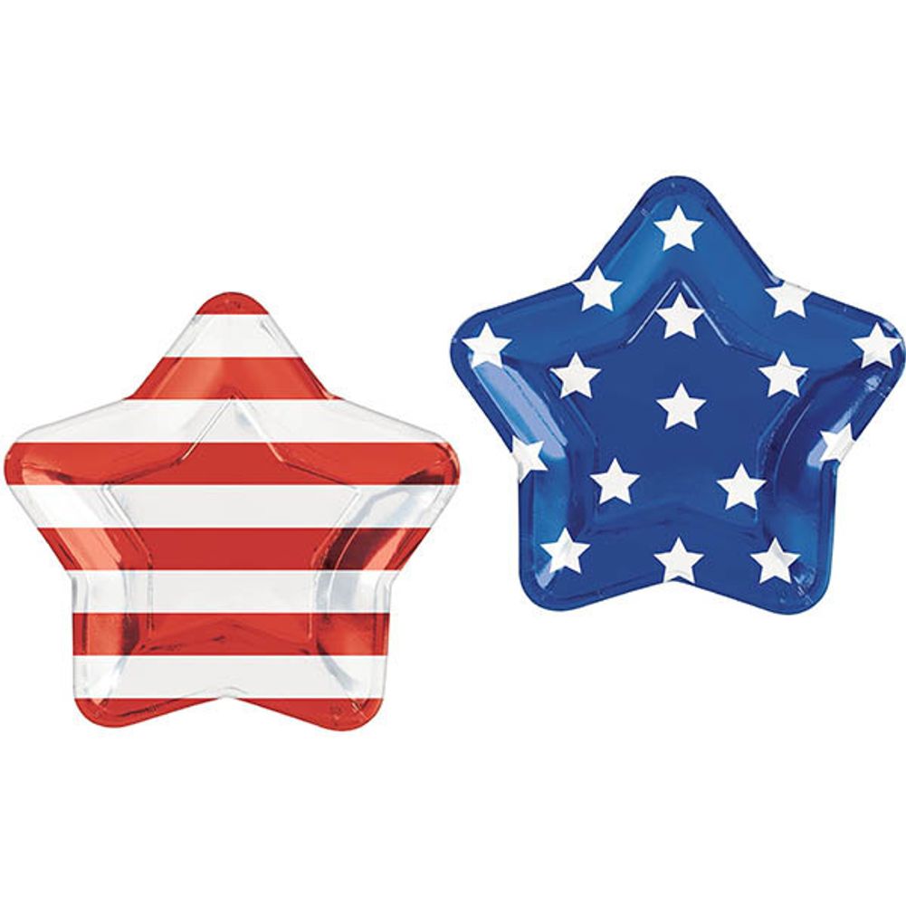 Star Shaped Patriotic Paper Banquet Plates, 10ct
