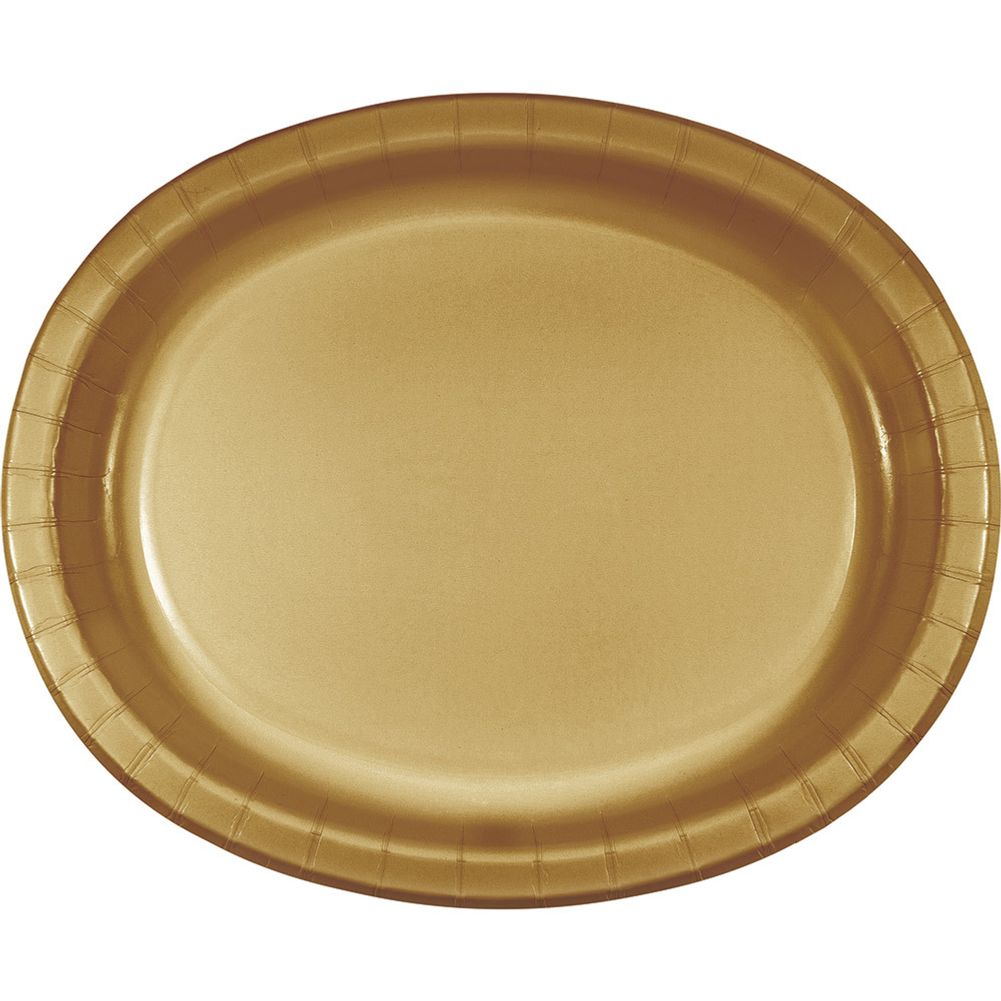 Glittering Gold Oval Banquet Plates (8ct)