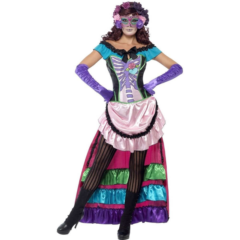 Day of the Dead Sugar Skull Women's Costume, Size Small US 6-8