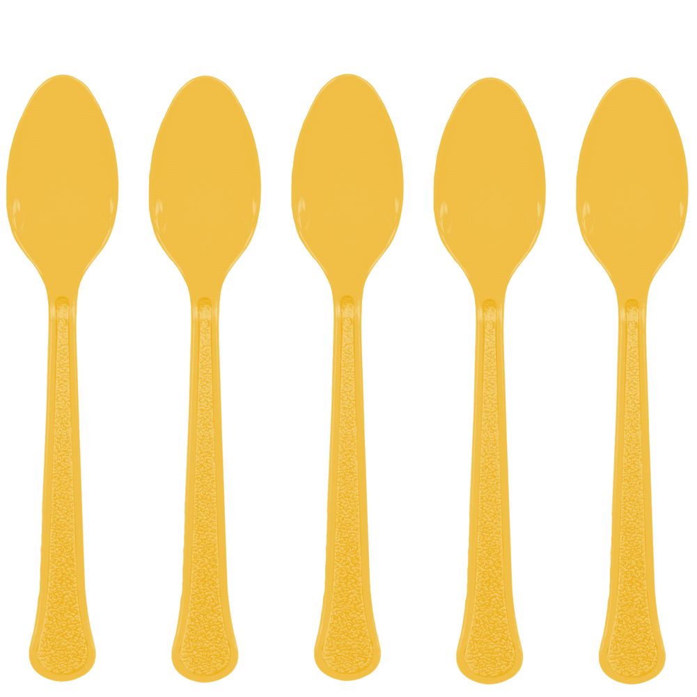 Sunshine Yellow Mid Weight Plastic Spoons (24ct)