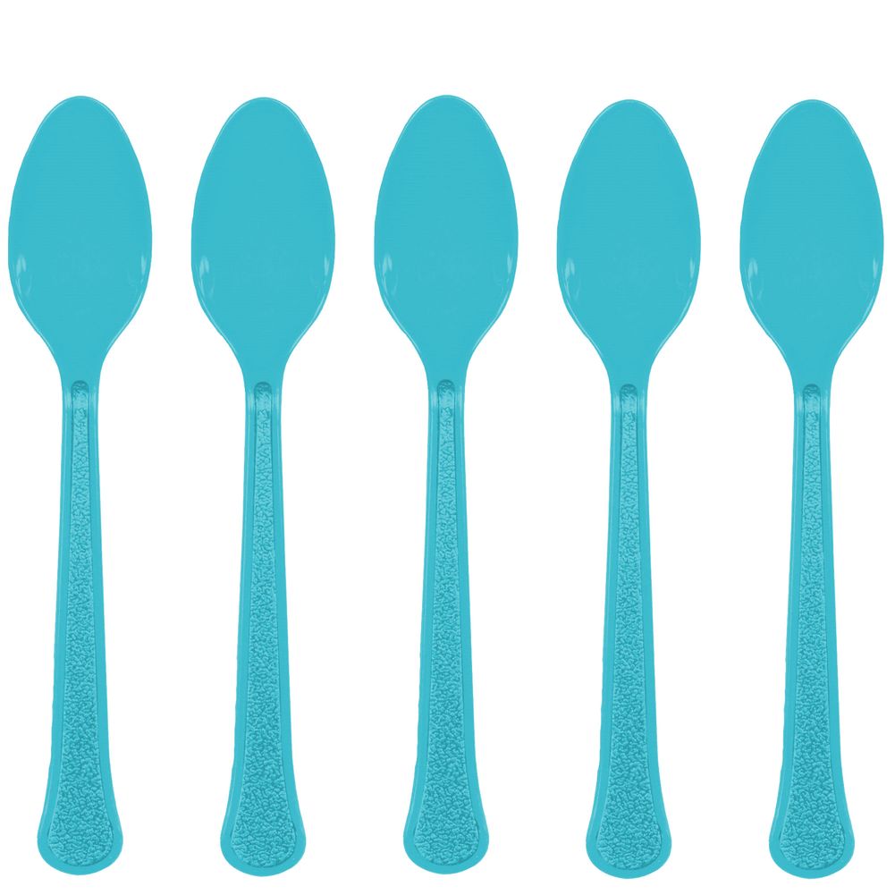 Caribbean Blue Midweight Plastic Spoons (20ct)