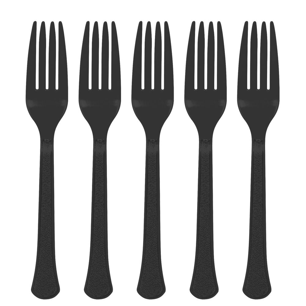 Jet Black Midweight Plastic Forks (20ct)