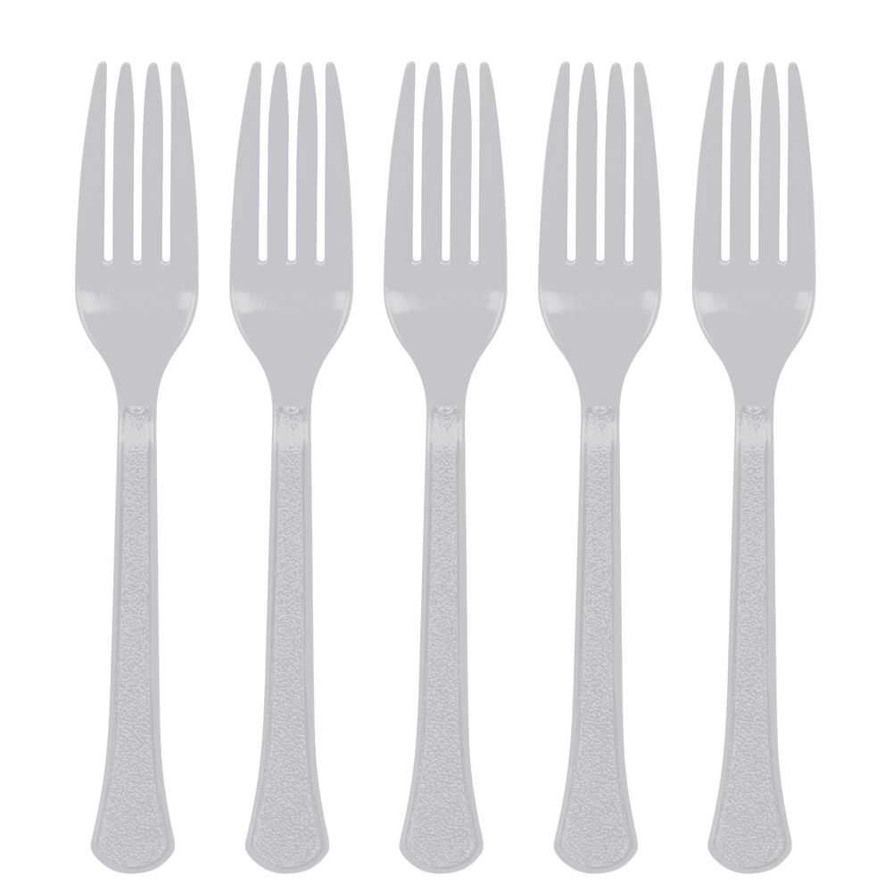 Silver Midweight Plastic Forks (20ct)
