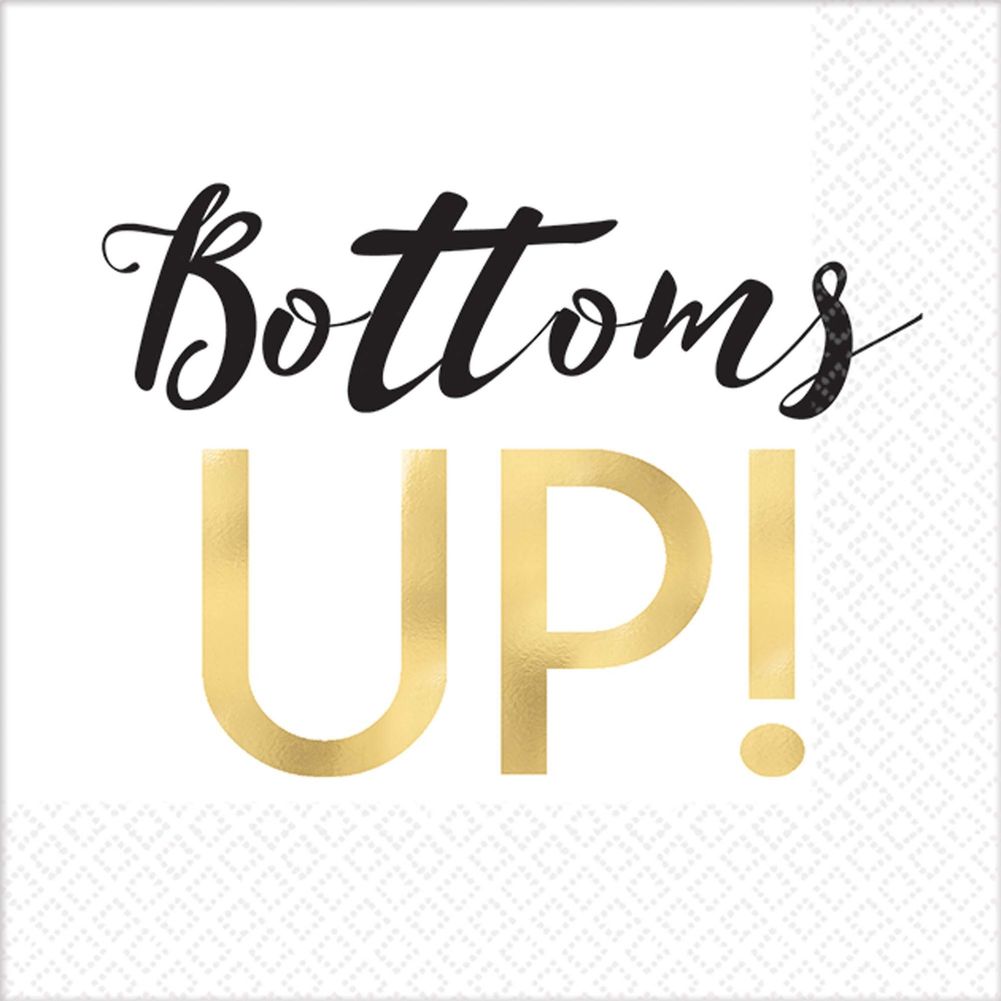 Bottoms Up Hot Stamped Beverage Napkins (16 ct)