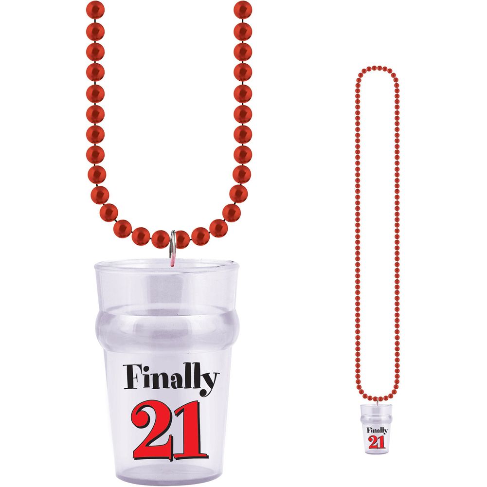 "21" Bead Necklace with Shotglass