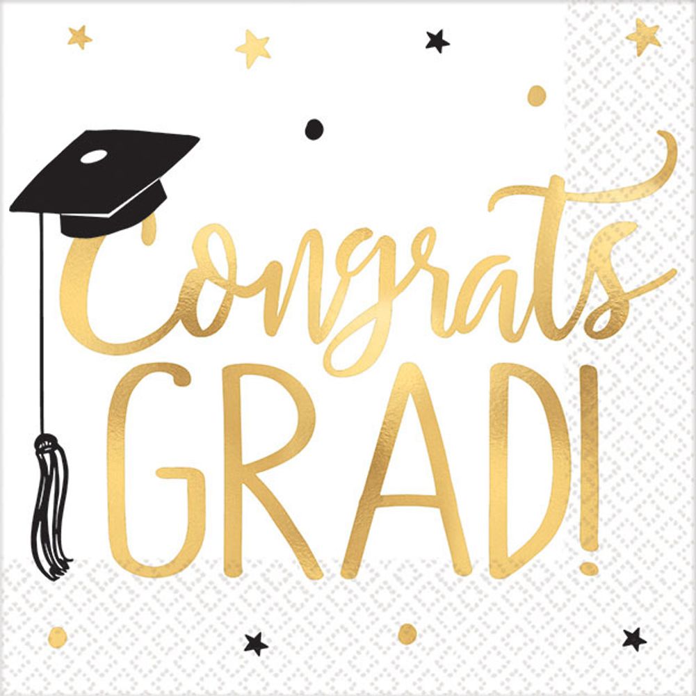 The Adventure Begins Congrats Grad Beverage Napkins (16 ct)