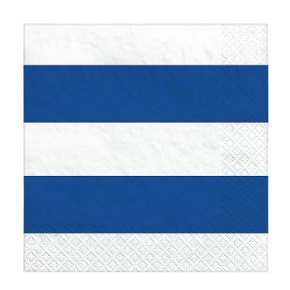 Royal Blue Striped Beverage Napkins, 16ct