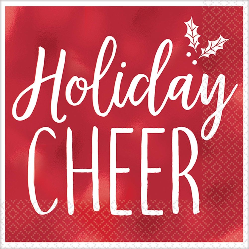 Traditional Holiday Cheer Beverage Napkins (16 ct)