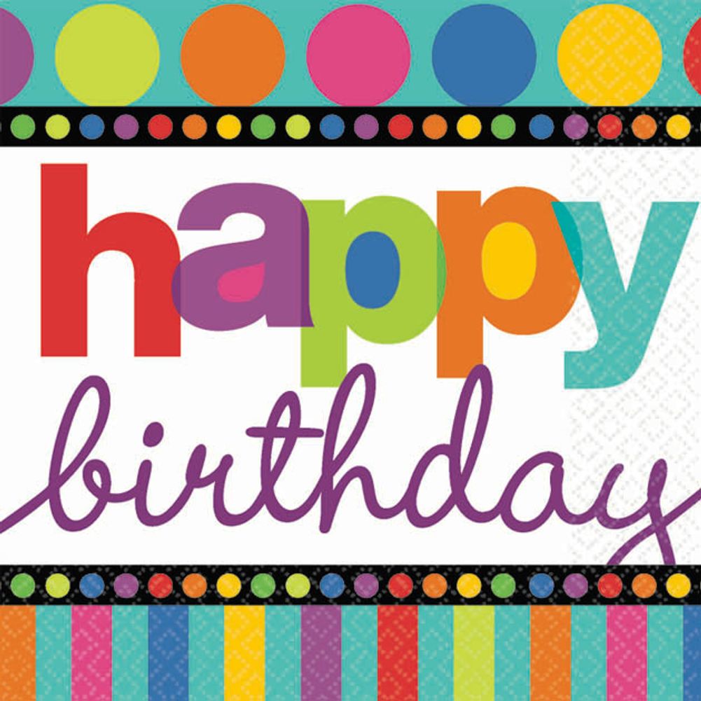 Birthday Dots and Stripes Beverage Napkins (16ct)