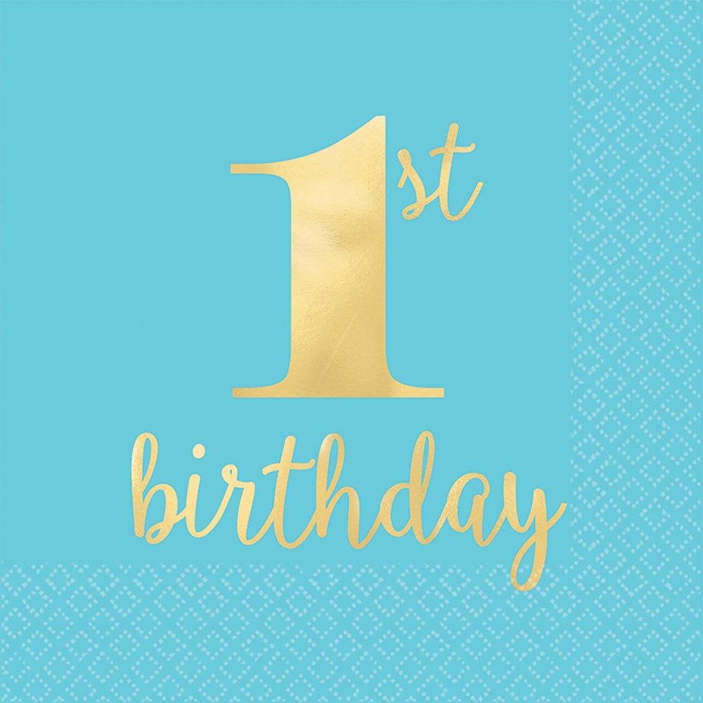 Premium 1st Birthday Blue Luncheon Napkins (16 ct)