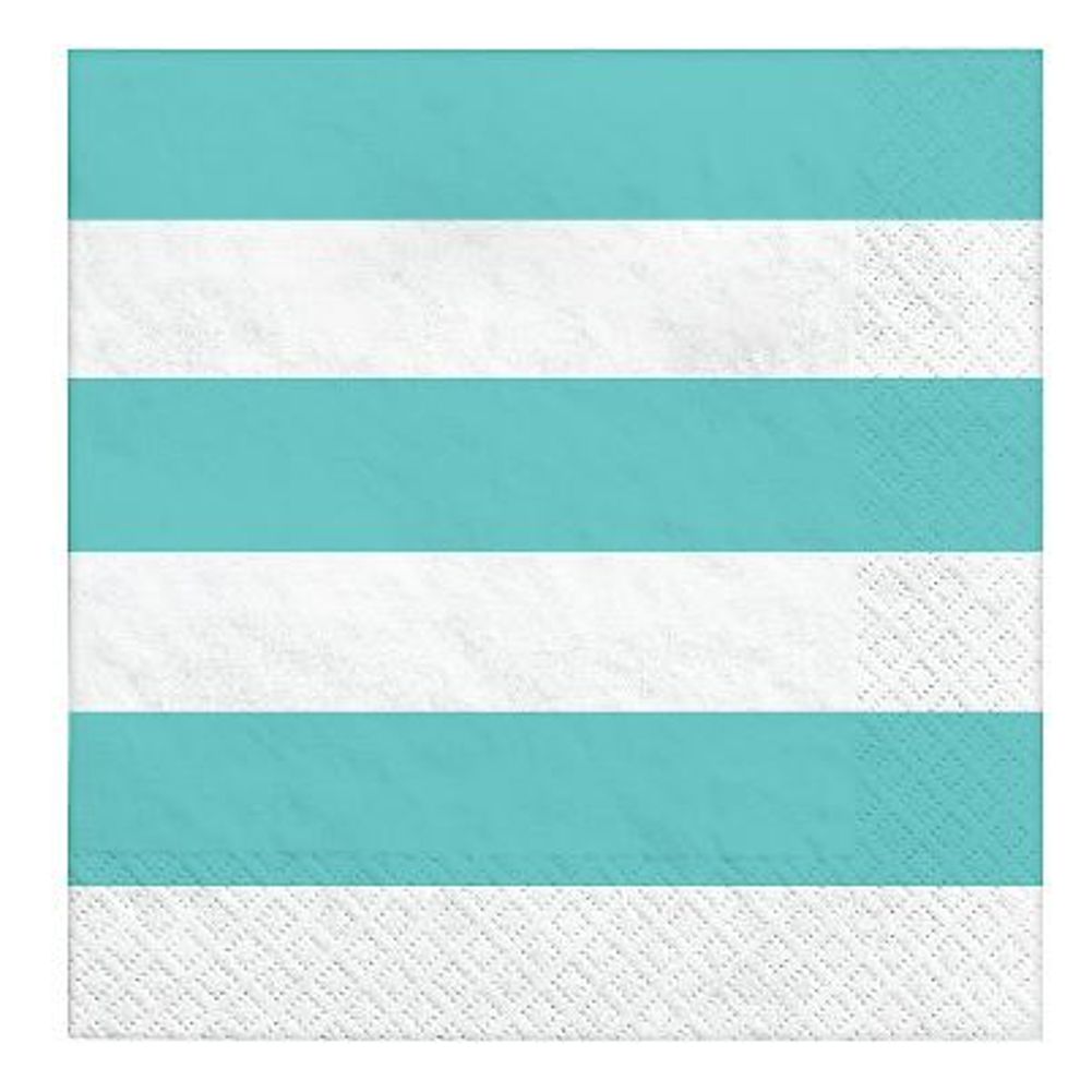 Robin's Egg Blue Striped Lunch Napkins, 16ct