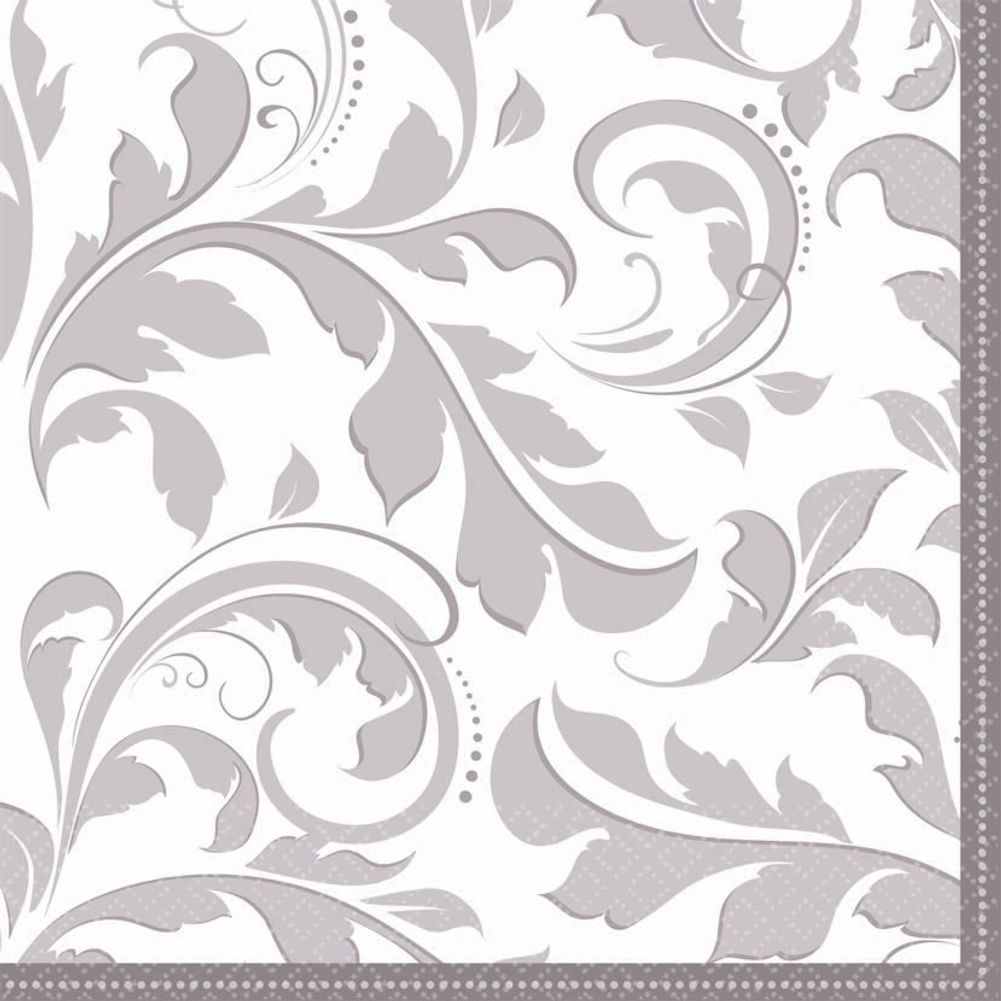 Silver Elegant Scroll Luncheon Napkins (16ct)
