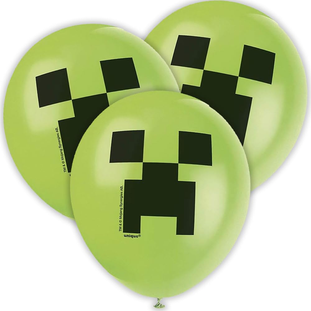 Minecraft Birthday Party Kit for 16 – 9 Inch Plates, Napkins, Table Cover, Banner, Balloons and Swirl Decorations (45 pc) – photo 6