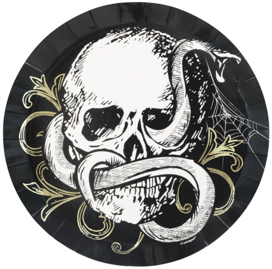 Sketchy Skull Shallow Shaped 7" Plates Foil Stamped (8ct)