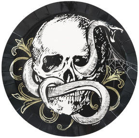 Sketchy Skull Shallow Shaped 7" Plates Foil Stamped (8ct)