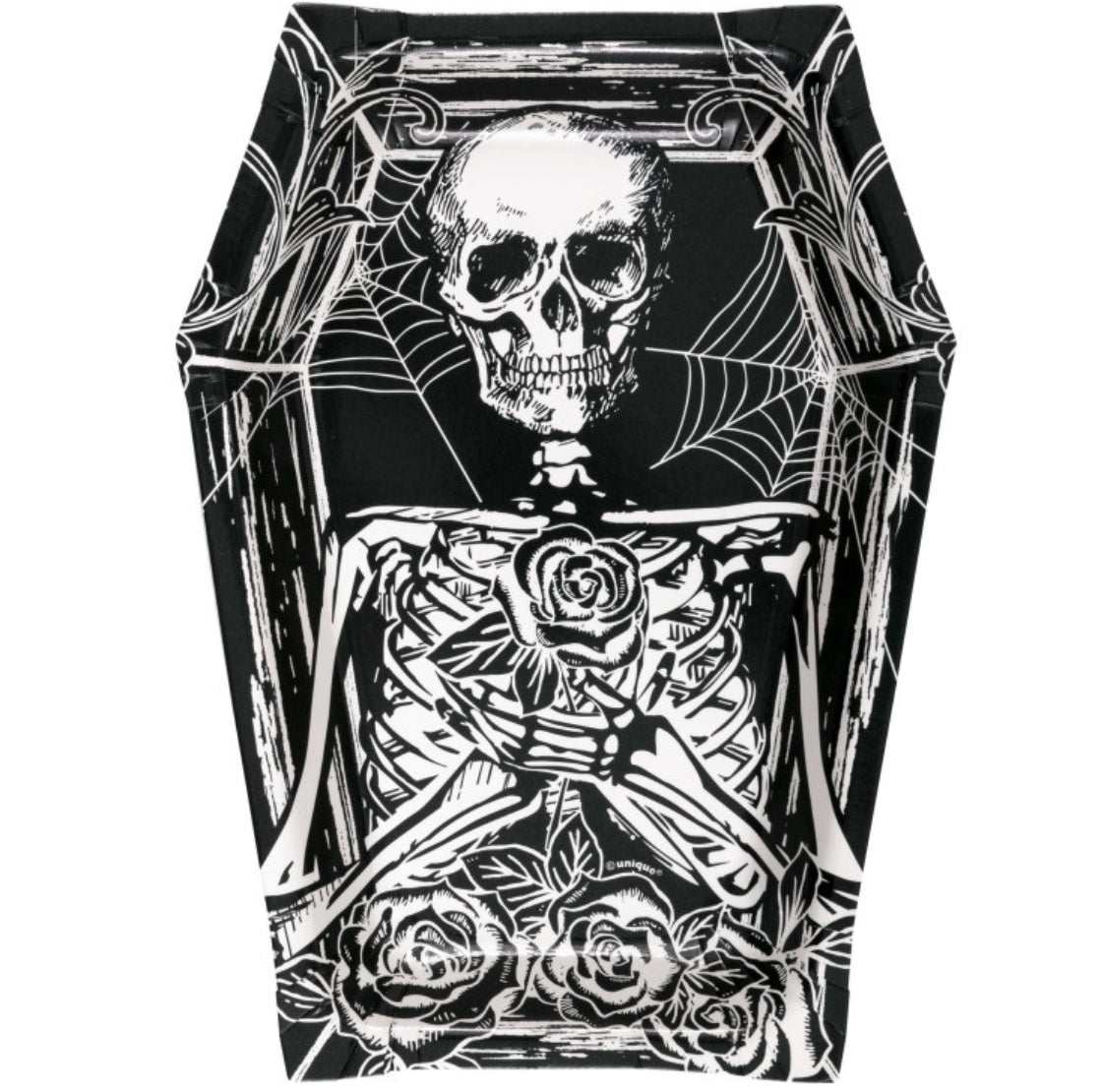 Sketchy Skull Skeleton Tombstone-Shaped 8" Plates (8ct)