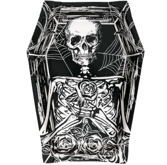 Sketchy Skull Skeleton Tombstone-Shaped 8" Plates (8ct)