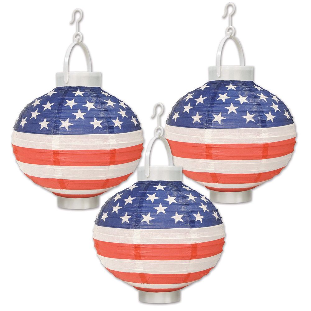 Light-Up Patriotic Paper Lanterns (3ct)