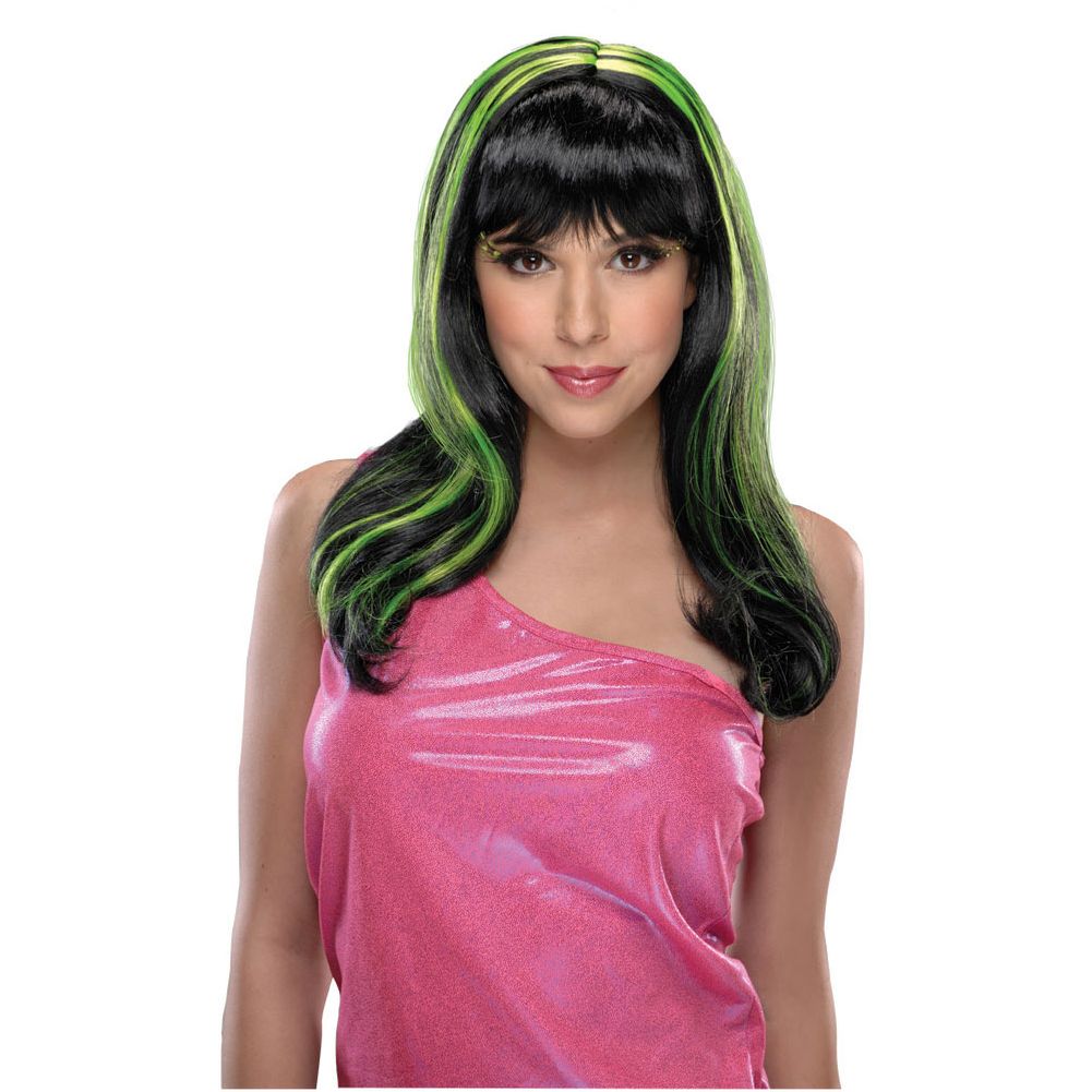 Green Neon Streaks Wig