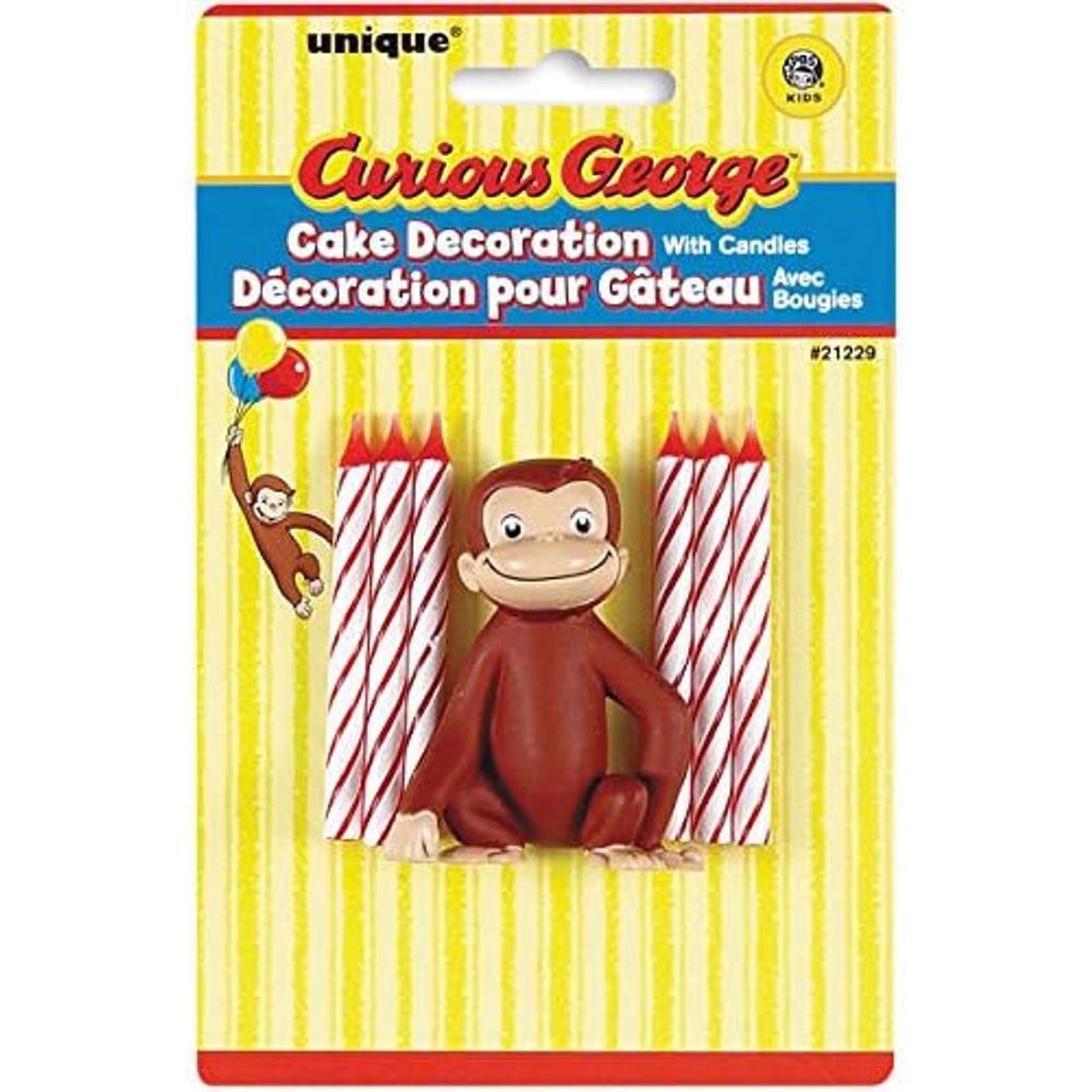 Curious George Cake Topper with 6 Birthday Candles