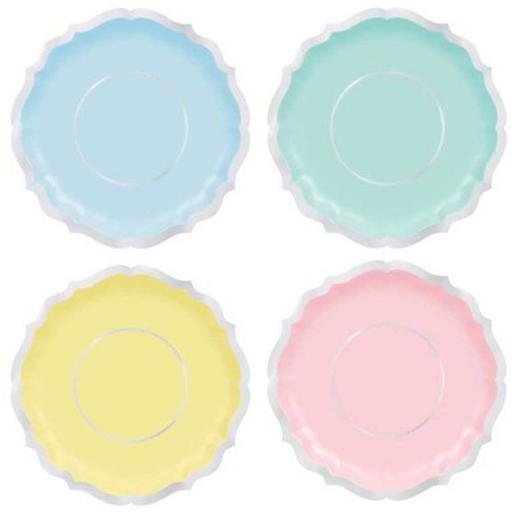Pretty Pastels Ornate Dessert Plates, 8ct