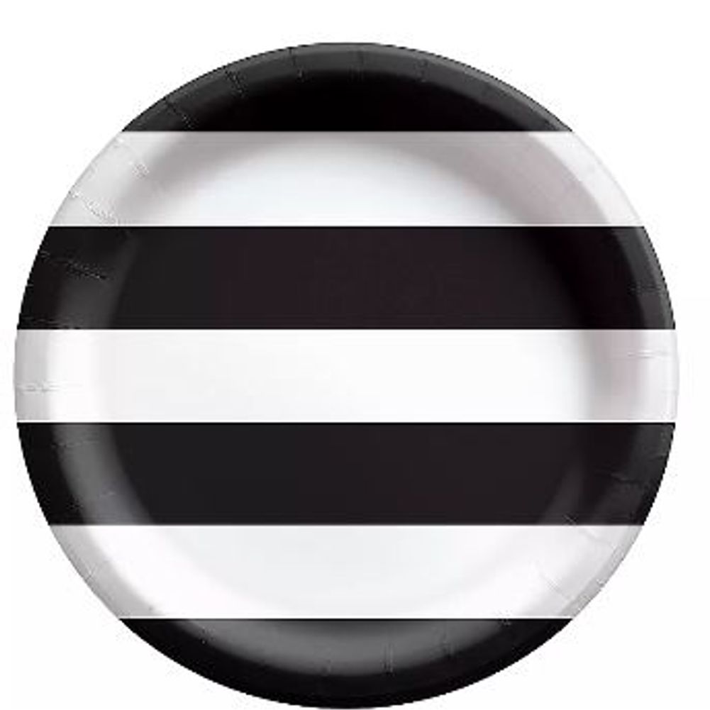 Black Striped Dessert Plates, 8ct