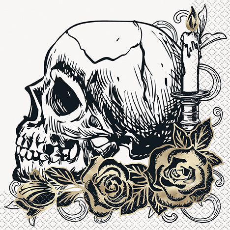 Sketchy Skull Luncheon Napkins Foil Stamped (16ct)