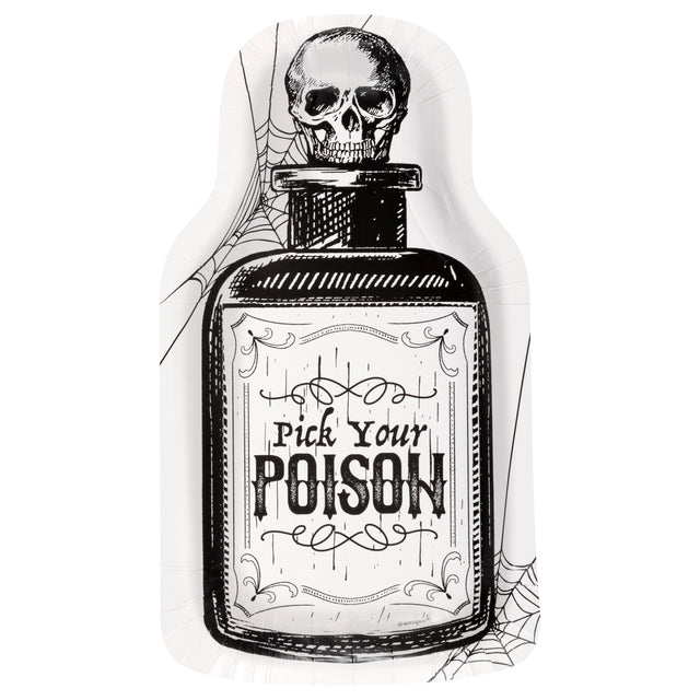Sketchy Skull Bottle-Shaped 9.5" Plates (8ct)