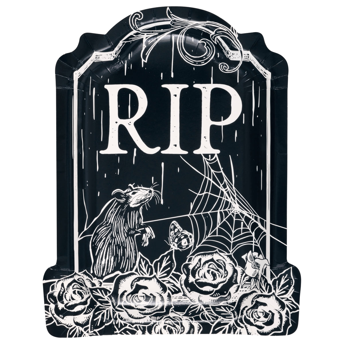 Sketchy Skull Tombstone-Shaped 9" Plates (8ct)