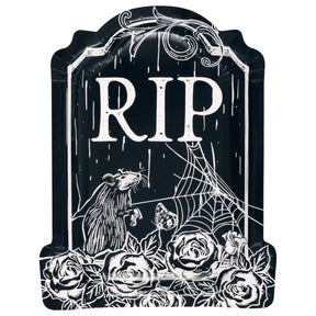 Sketchy Skull Tombstone-Shaped 9" Plates (8ct)