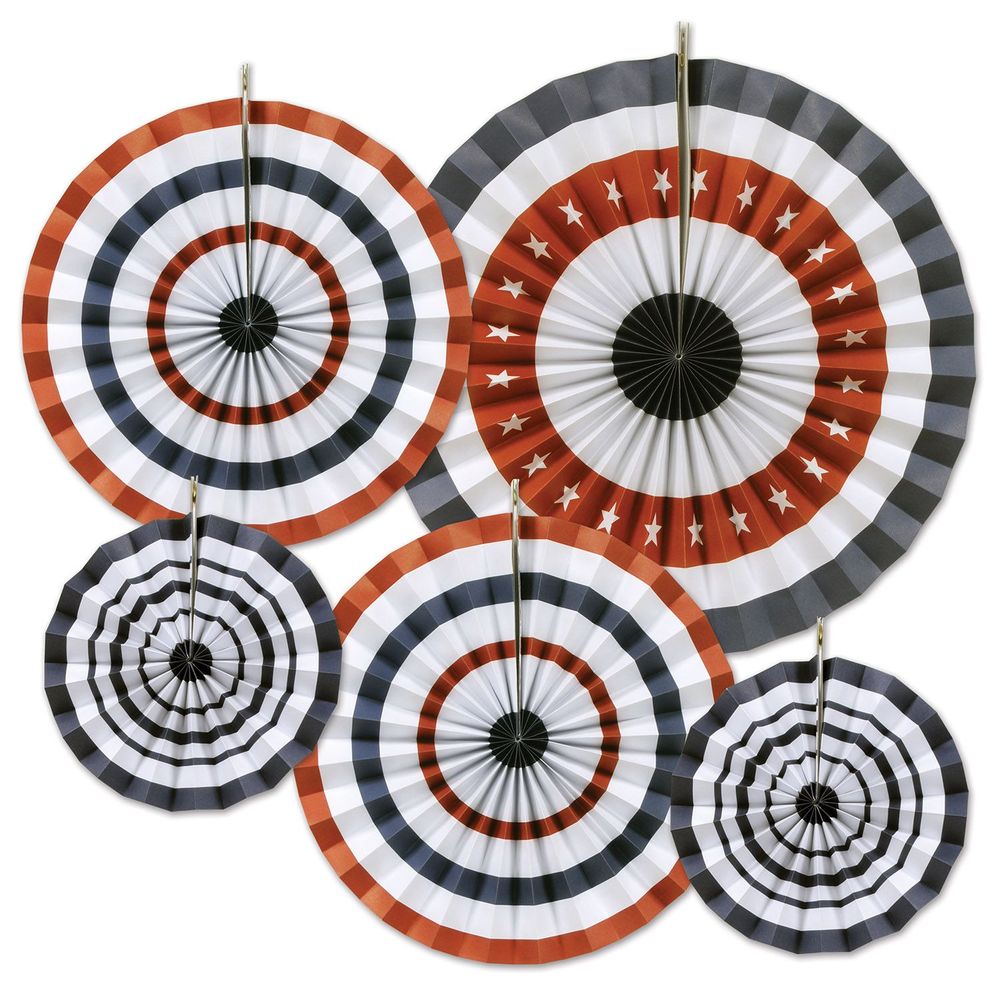 Patriotic Accordion Paper Fans (5ct)