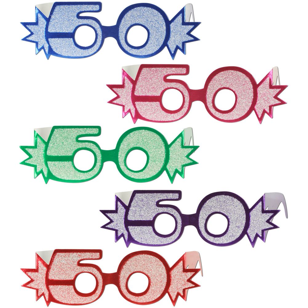 "50" Glittered Eyeglasses