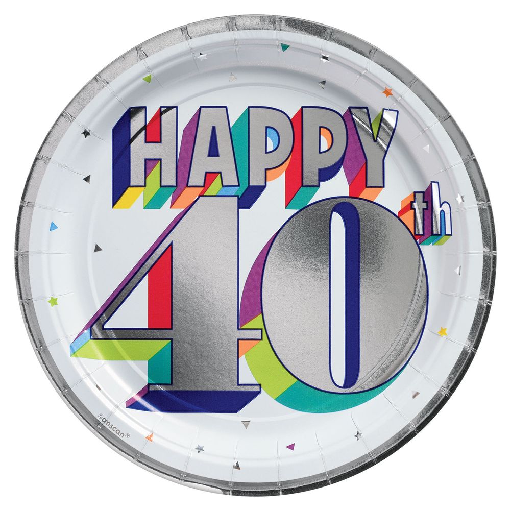 Metallic Here's to 40 Birthday Lunch Plates, 8ct