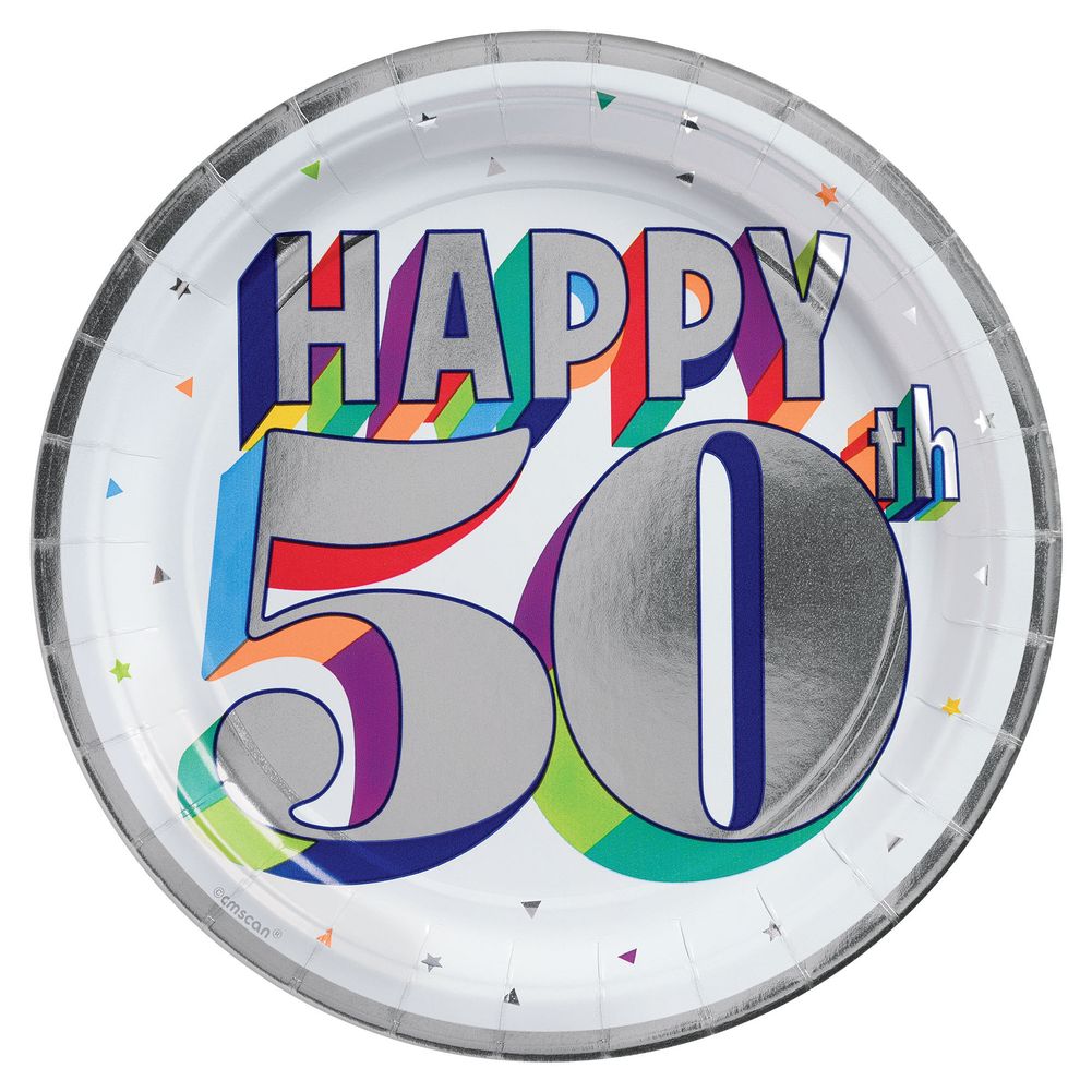 Metallic Here's to 50 Birthday Lunch Plates, 8ct
