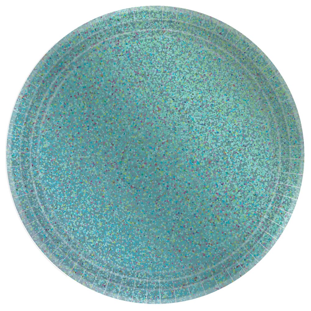 Robins Egg Blue 8.5" Round Paper Prismatic Plates 8 ct