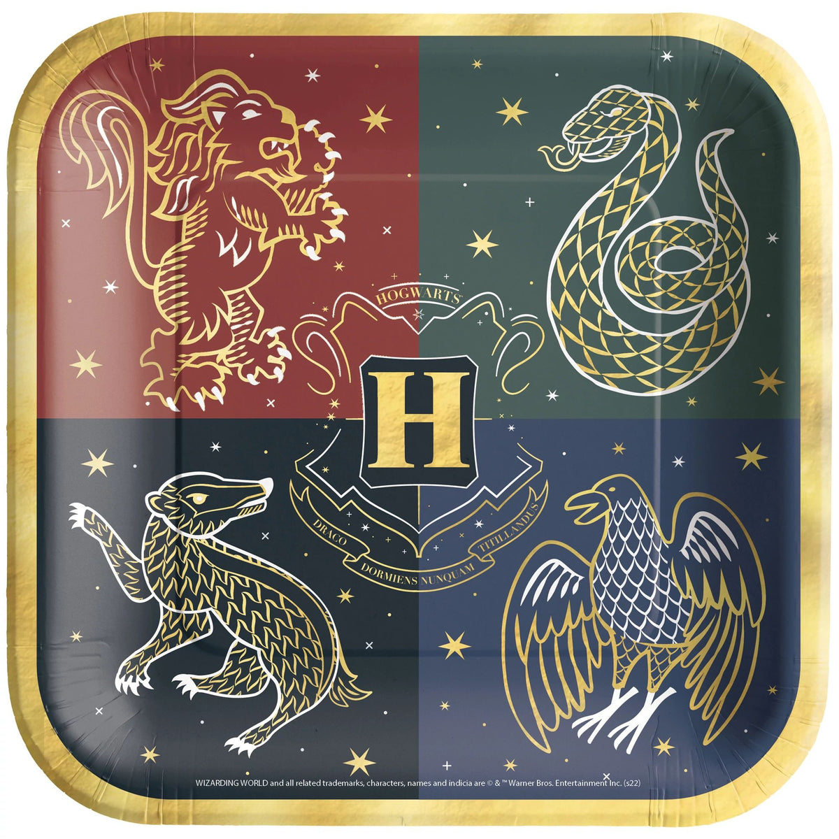 Harry Potter Hogwarts United Plates 9" Metallic Square (8ct)