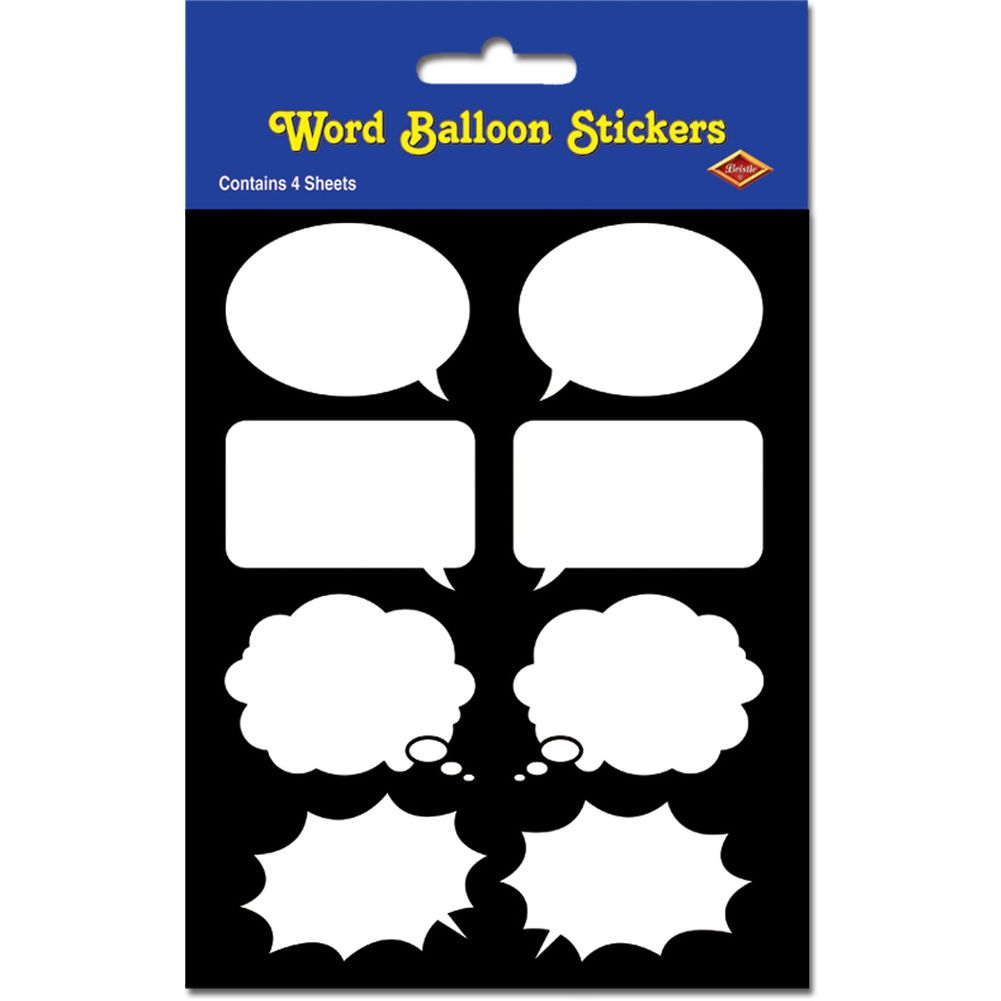Word Balloon Stickers 4 ct
