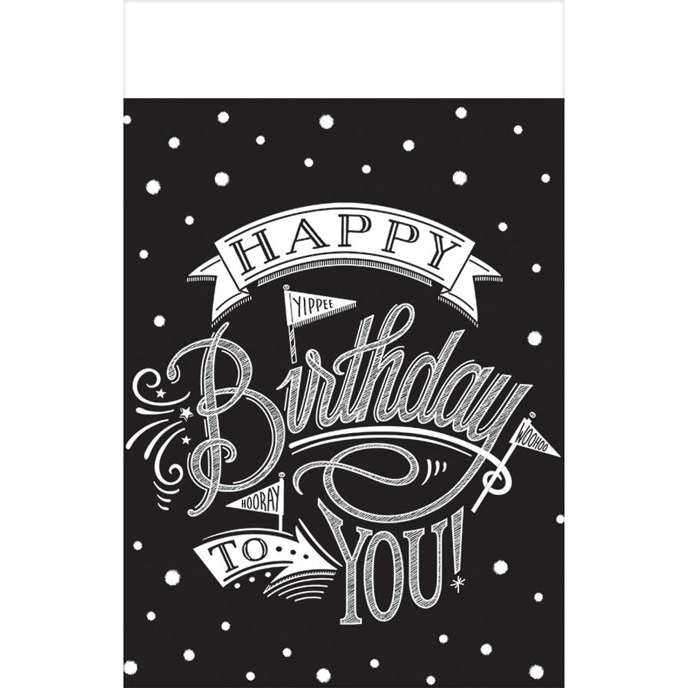 Hooray It's Your Birthday Black & White Plastic Tablecover