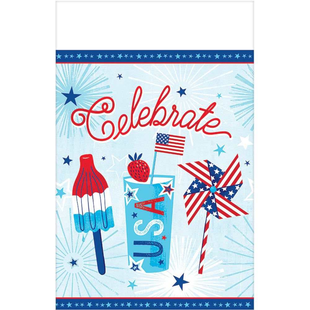 Celebrate USA Patriotic Plastic Rectangle Tablecover