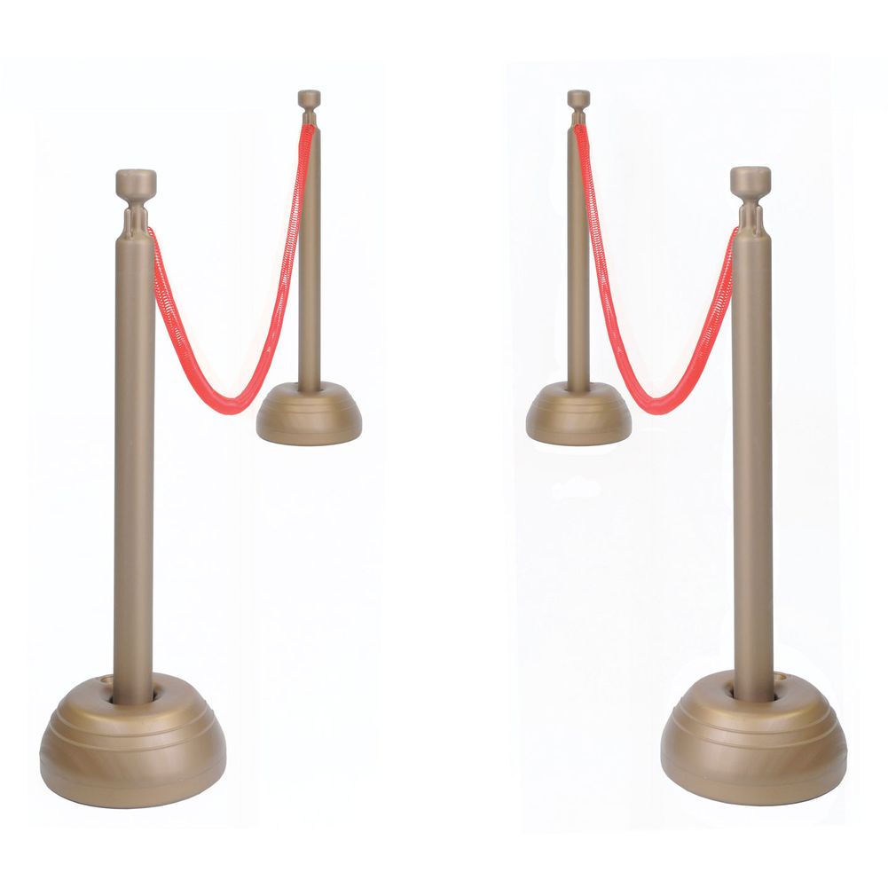 Red Rope Stanchion Set  Includes: 3–Flexible Ropes,