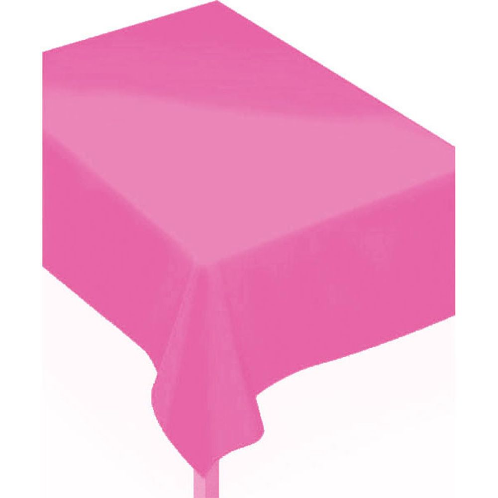 Bright Pink Flannel-Backed Rectangle Vinyl Tablecover