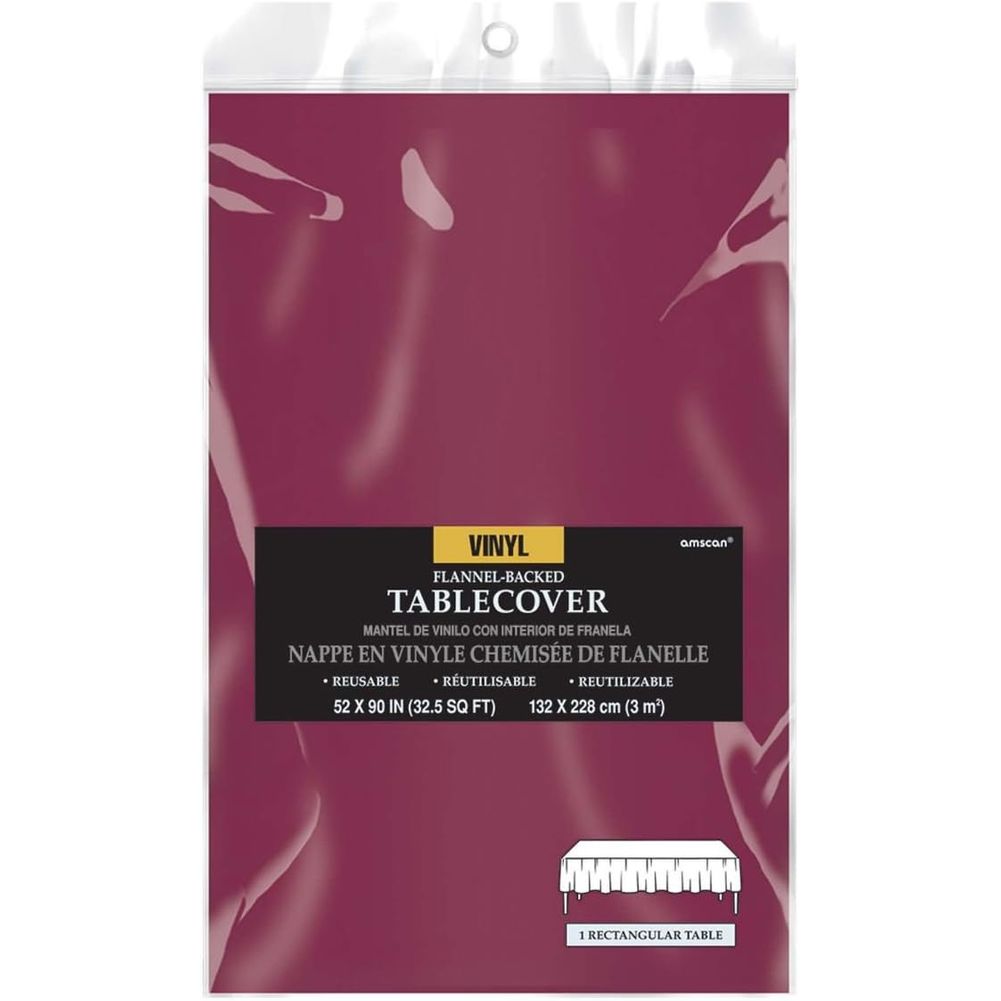 Berry Fabric Backed Rectangle Tablecover