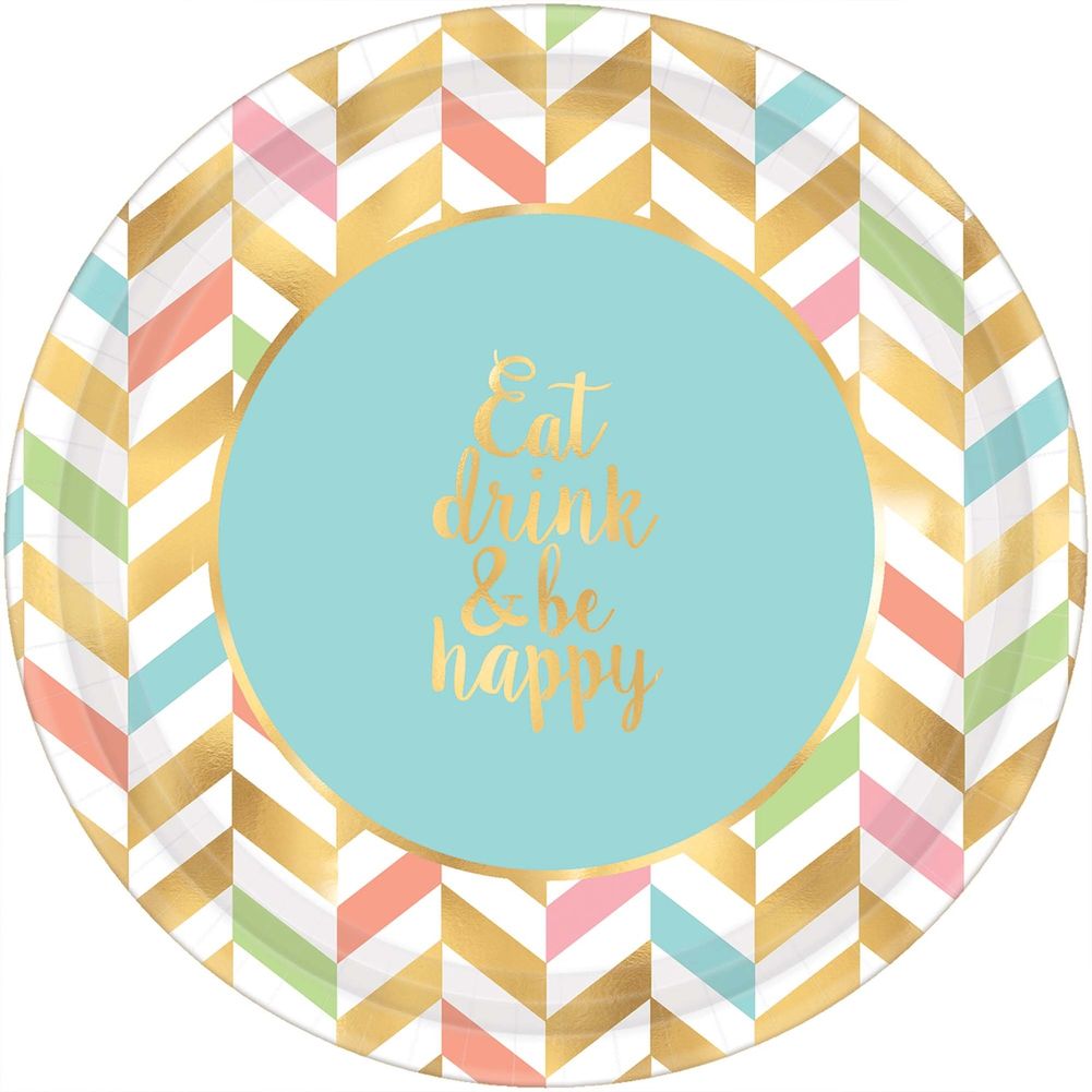 Eat, Drink & Be Happy Paper Banquet Plates (8 ct)