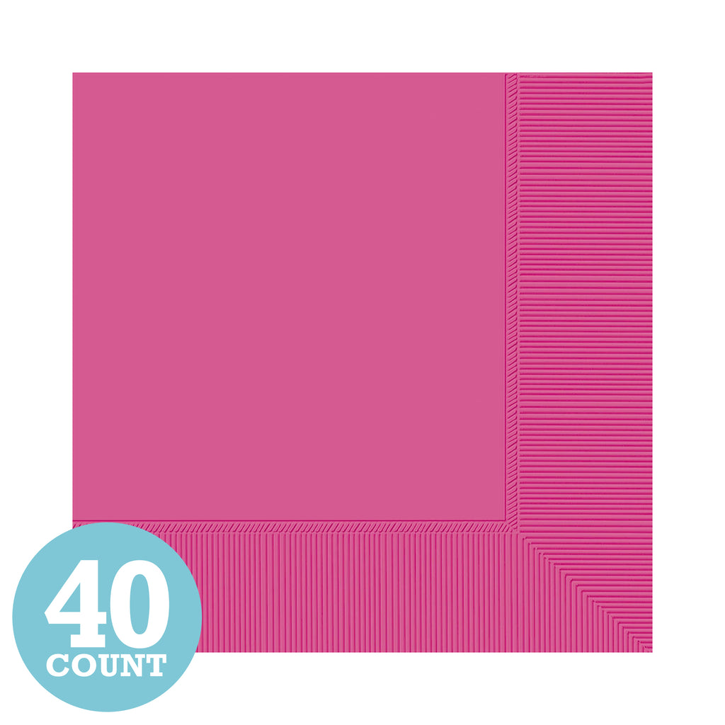 Bright Pink 2-Ply Beverage Napkins (40ct)