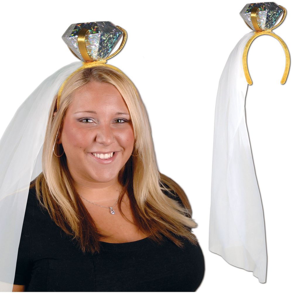 Diamond Ring Headband w/Veil