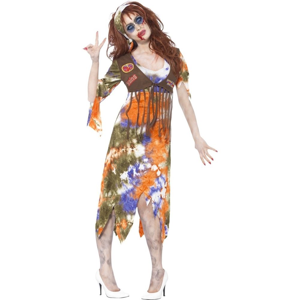 Zombie 60's Hippie Lady Women's Costume, Size Large US 14-16