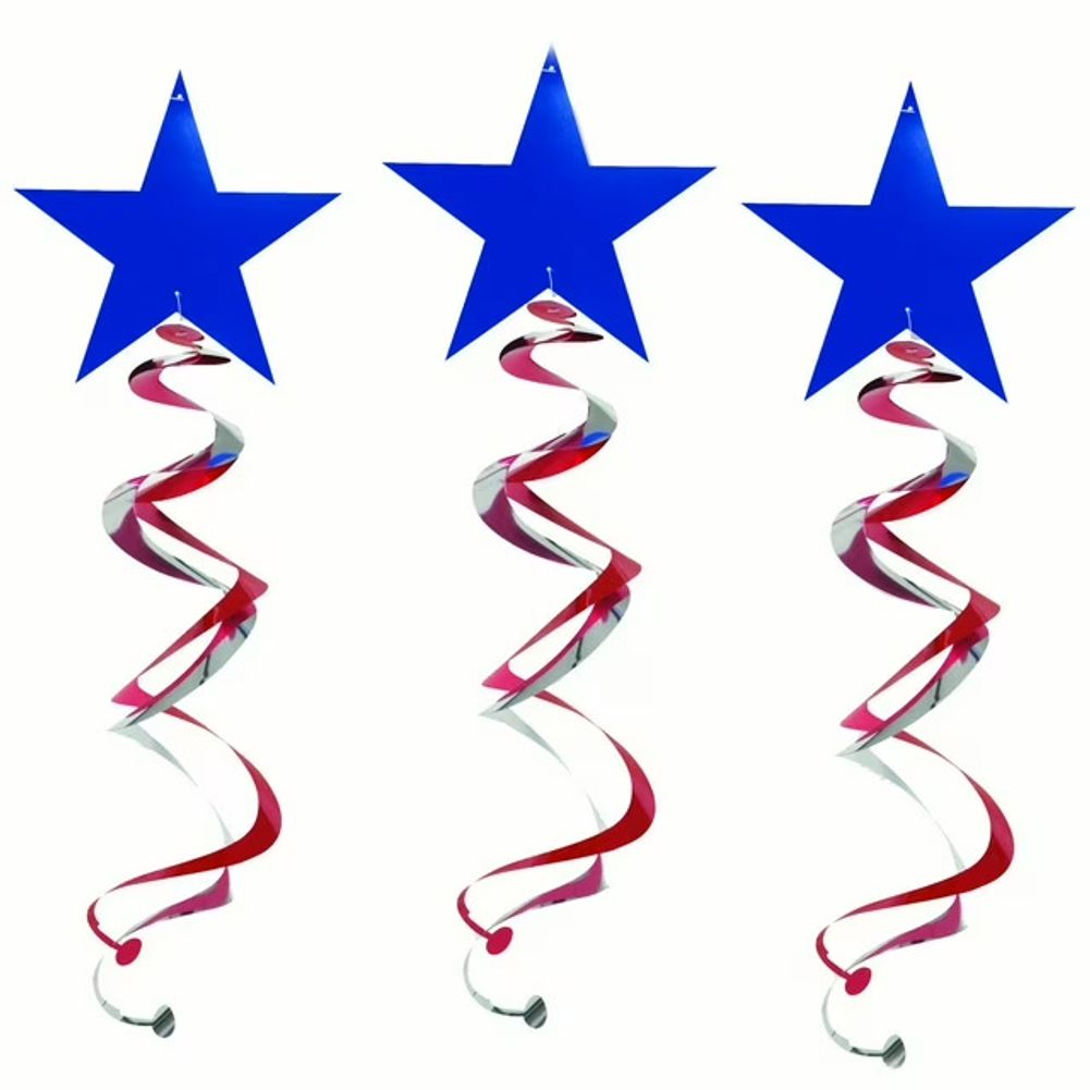 Double Hanging Patriotic Swirls (3ct)