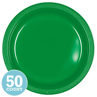 Festive Green Plastic Banquet Plates (50ct)