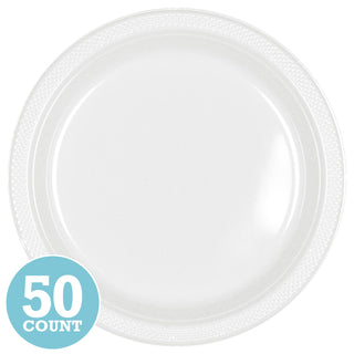 Frosty White Plastic Banquet Plates (50ct)